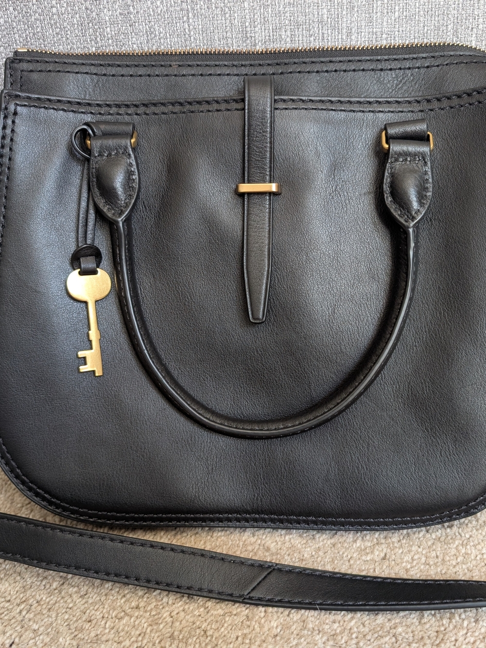 Like New! Black Fossil Ryder Leather Satchel